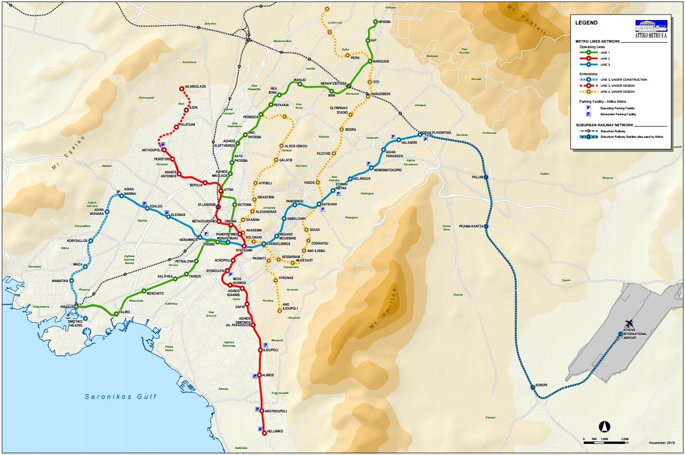Карта афинского метро